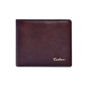 Cowhide Leather Card Wallet - Dark Red