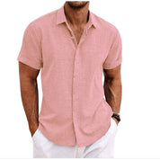 Cesare Crandale | Short Sleeve Linen-Look Summer Shirt For Men