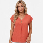 Poppy Ellison | V-Neck Blouse With Button Detail For Women