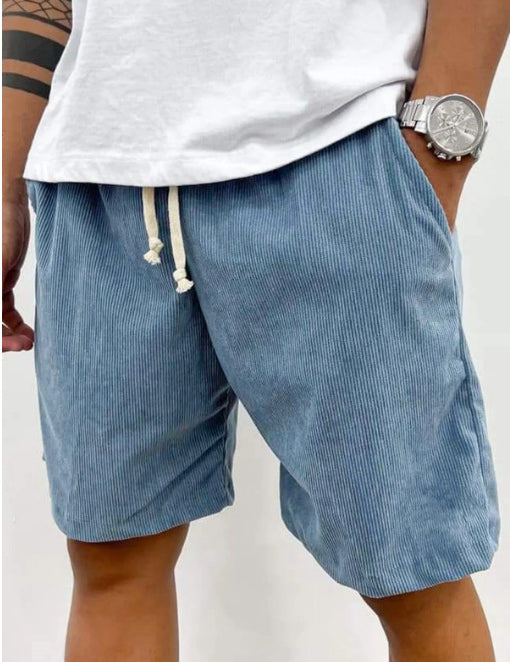 Dario Ballina | Grey Corduroy Drawstring Shorts For Men