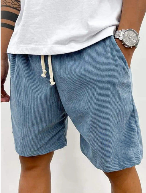 Dario Ballina | Grey Corduroy Drawstring Shorts For Men