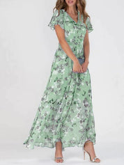 Agata Stanmore | Floral Flutter Sleeve V-Neck Maxi Dress For Women