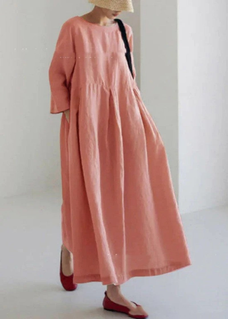 Silvana Windfield | Pleated Linen-Look Pocket Maxi Dress For Women