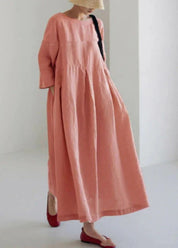 Silvana Windfield | Pleated Linen-Look Pocket Maxi Dress For Women