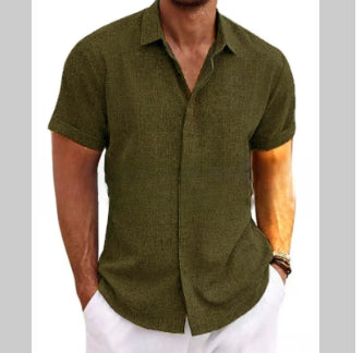 Cesare Crandale | Short Sleeve Linen-Look Summer Shirt For Men