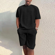 Blake Sutton | Textured Knit Shirt & Shorts Set For Men