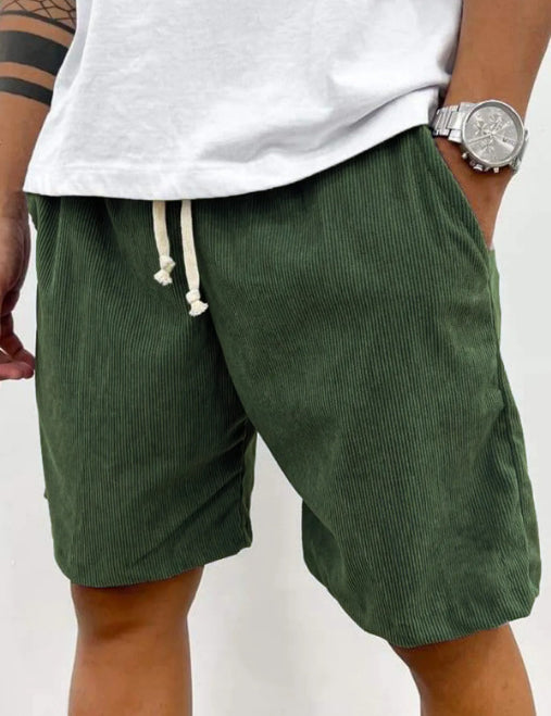 Dario Ballina | Grey Corduroy Drawstring Shorts For Men