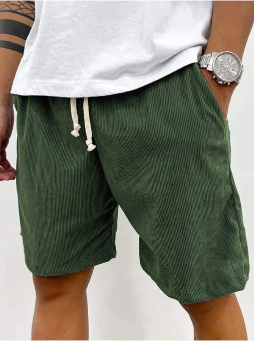 Dario Ballina | Grey Corduroy Drawstring Shorts For Men
