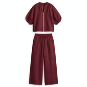 Hannah Castellan | Linen-Blend Shirt and Wide-Leg Pants Co-Ord Set For Women