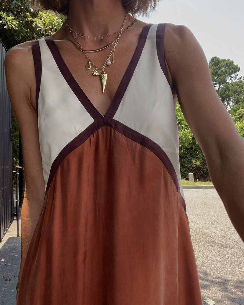 Rosalind Hawke | Maxi Dress With Colorblock V-Neck For Women