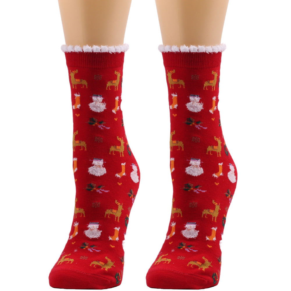 Snowy Wish | Navy Santa Print Christmas Socks For Women
