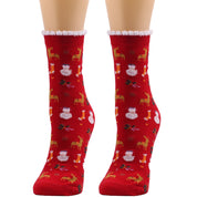 Snowy Wish | Navy Santa Print Christmas Socks For Women
