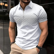 Cosimo Wattleford | Mocha Gradient Check Zip Polo Shirt For Men