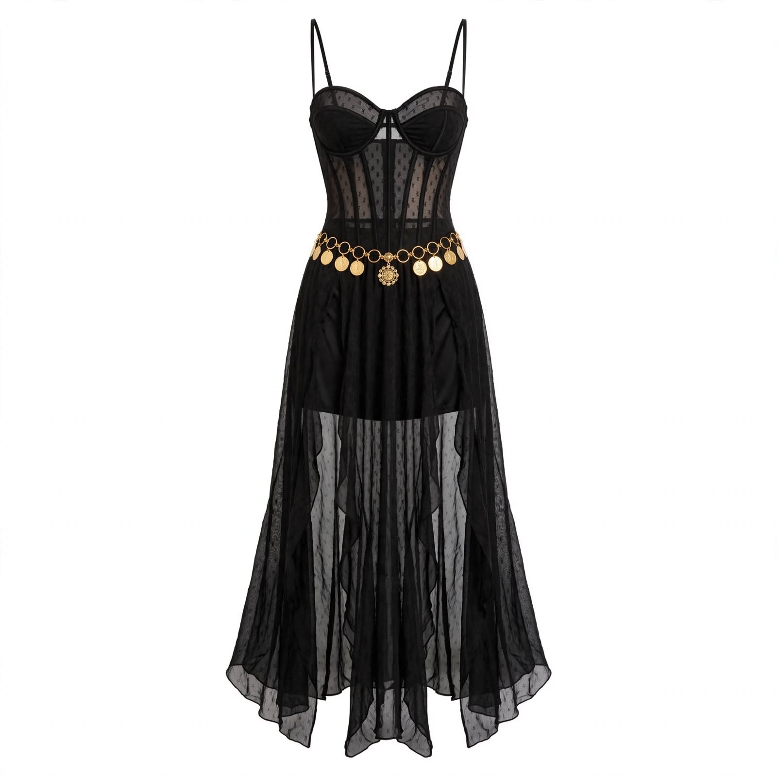 Aurora Kensington | Sheer Maxi Dress With Front Slit For Women