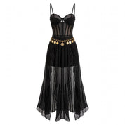 Aurora Kensington | Sheer Maxi Dress With Front Slit For Women