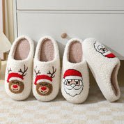 Frosty Cheer | Cream Santa Christmas Slippers Unisex