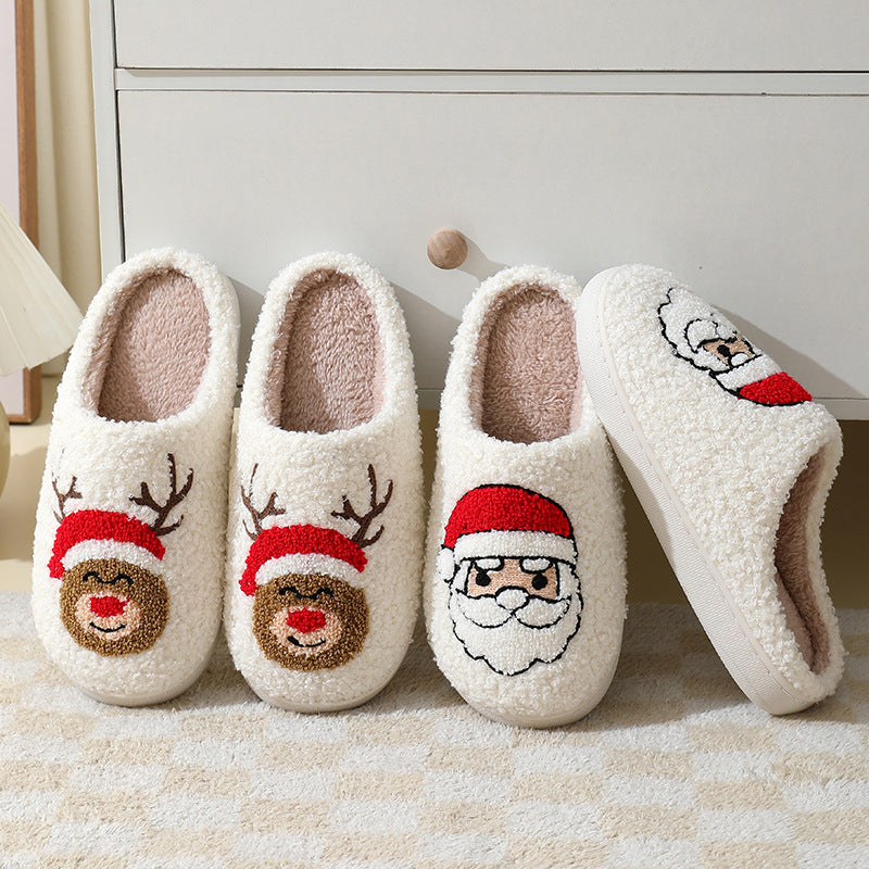 Frosty Cheer | Cream Santa Christmas Slippers Unisex