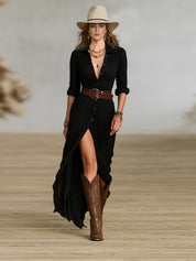 Clara Beaumont | Bohemian Flow Maxi Dress with Western Elegance For Women