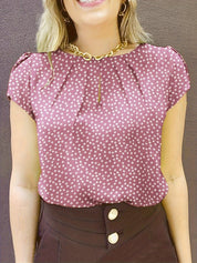 Ophelia Lockhart | Polka Dot Blouse With Keyhole Detail For Women