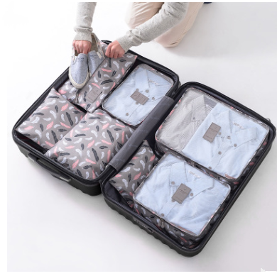 6-Piece Waterproof Packing Cubes Set - Feather