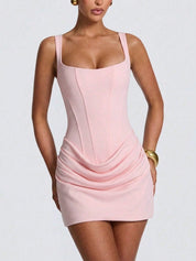Carlotta Drayhurst | White Draped Skirt Bodycon Mini Dress For Women