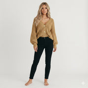 Elena Moretti | Chunky Knit Button Cardigan with Luxe Texture For Women
