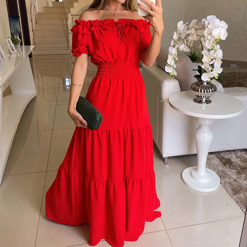 Matilde Malmere | Off-Shoulder Shirred Tiered Maxi Dress For Women