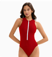 Melania Bramshaw | Zip Front High Neck One-Piece Swimsuit For Women