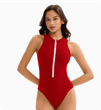 Melania Bramshaw | Zip Front High Neck One-Piece Swimsuit For Women