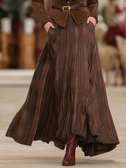 Rosalind Fairweather | Plaid Maxi Skirt With Pockets For Women