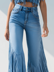 Jasmine Fletcher | Fringe-Trim Flared Jeans For Women