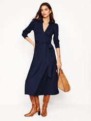 Fion Fairford | Army Green Belted Wrap Midi Dress For Women