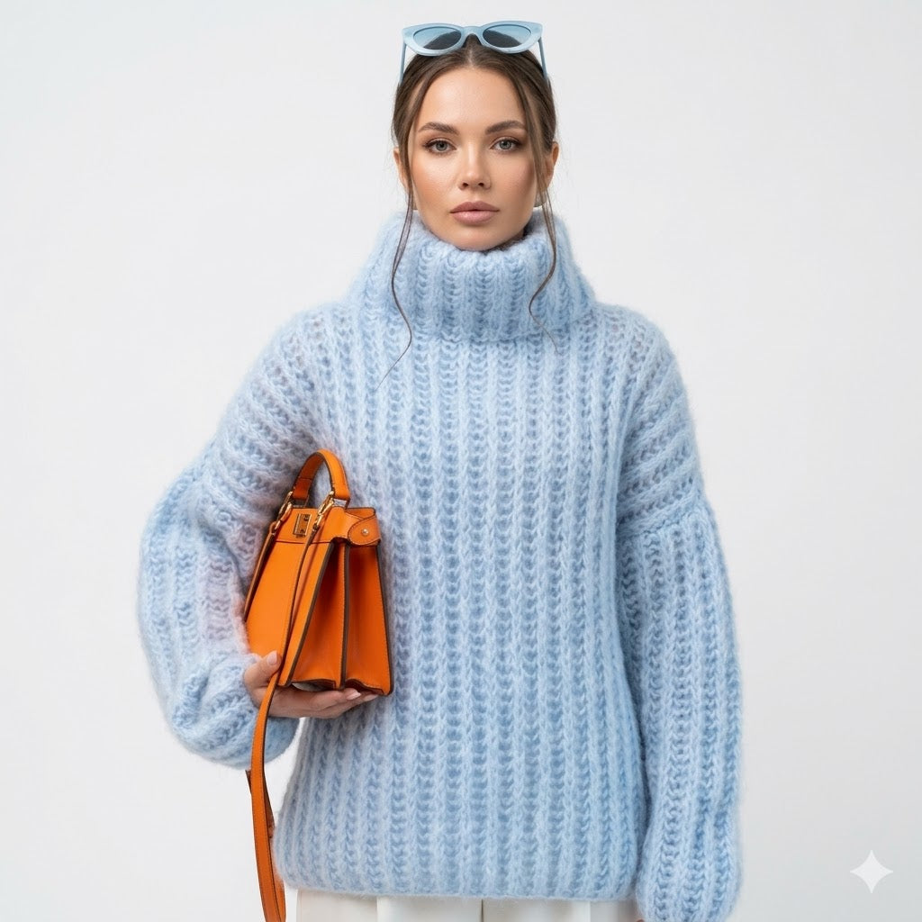 Juliette Moreau | Oversized Turtleneck Knit Sweater For Women