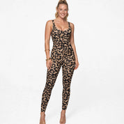 Georgia Calder | Leopard Print Scoop Neck Jumpsuit For Women