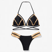 Zara Pembroke | Black Strappy Push-Up Bikini Set For Women