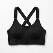 Jade Kingsford | Black Front Zip Cross-Back Sports Bra For Women