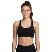 Jade Kingsford | Black Front Zip Cross-Back Sports Bra For Women