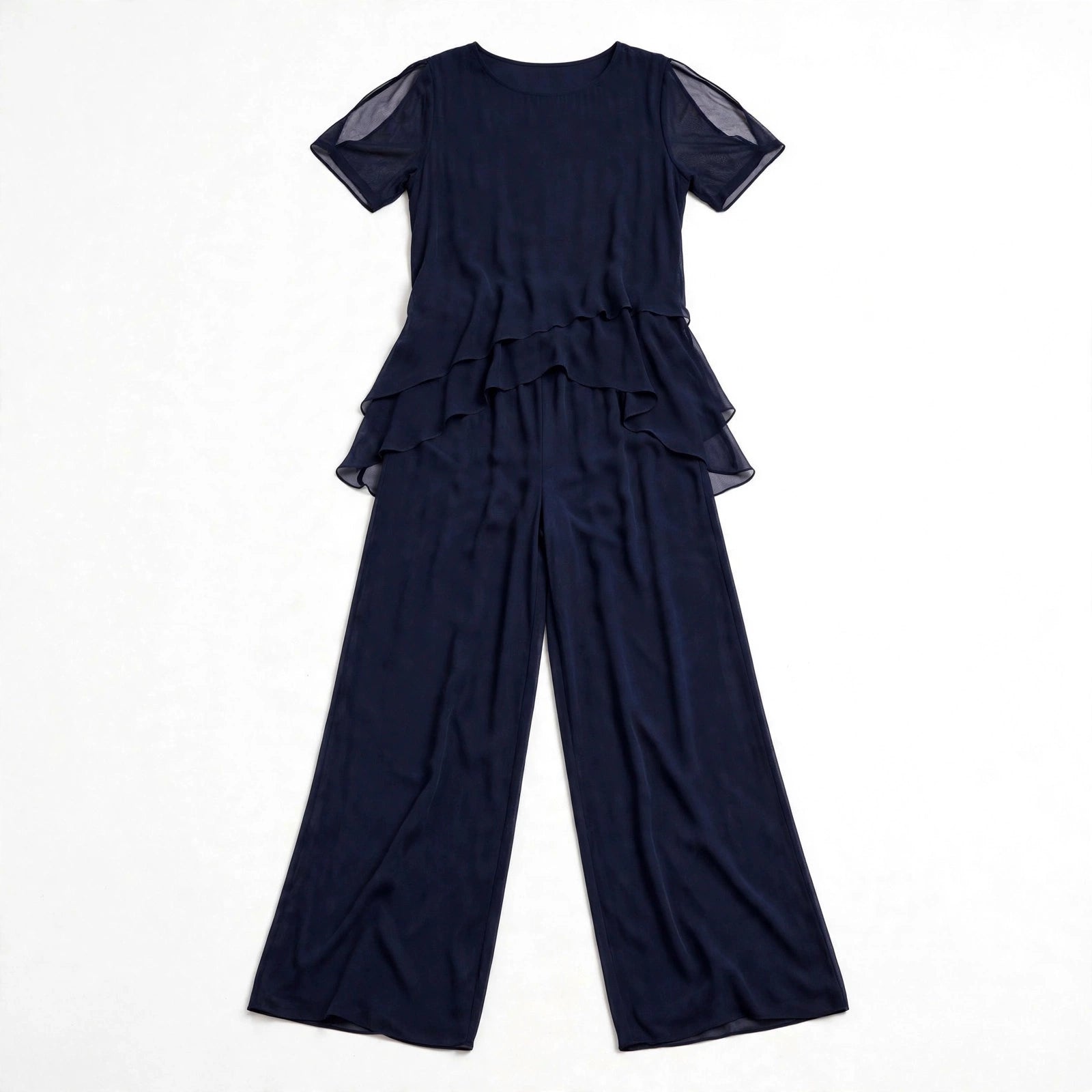 Donatella Sunstone | Navy Layered Top And Trouser Set For Women