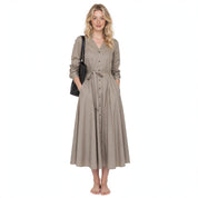 Oriana Belbridge | Grey Belted Midi Shirt Dress For Women