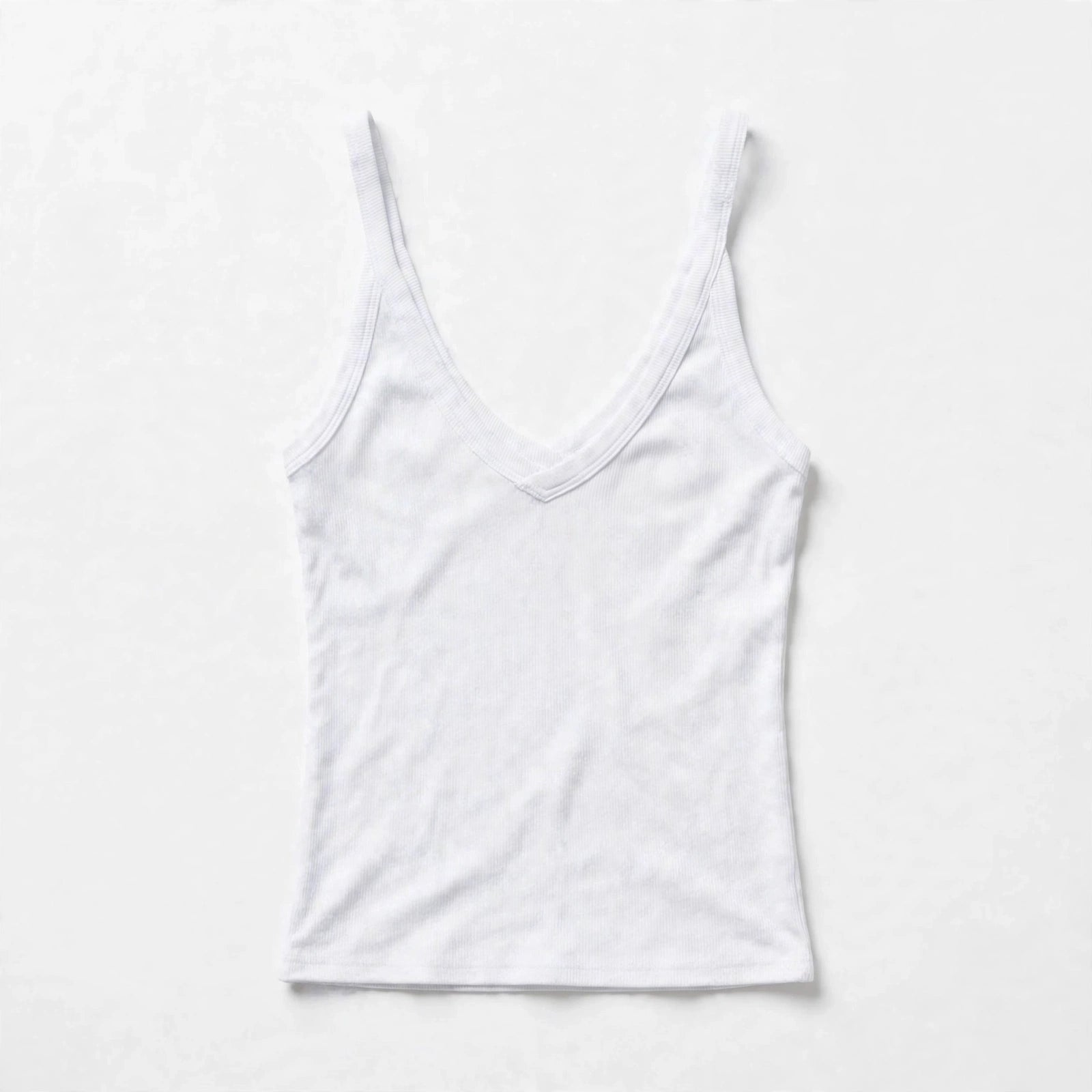 Nell Wynwell | White Ribbed V-Neck Racerback Tank Top For Women