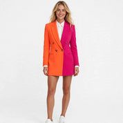 Carys Stanley | Orange And Fuchsia Two Tone Blazer Dress For Women