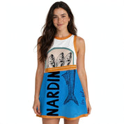 Georgie Pendale | Blue Sardine Print Sleeveless Mini Dress For Women