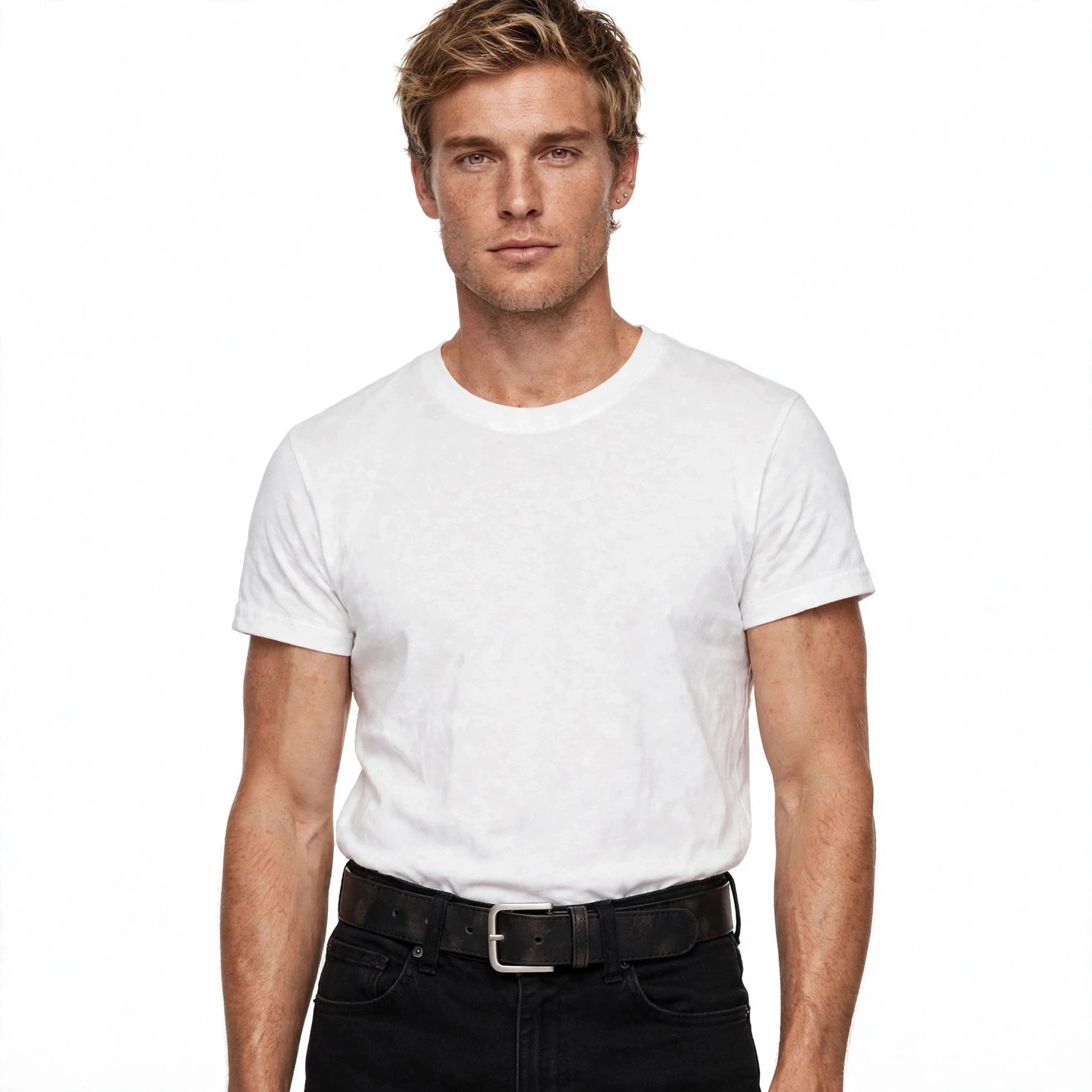 Vaughn Stanwick | Faux Suede Square Buckle Belt For Him
