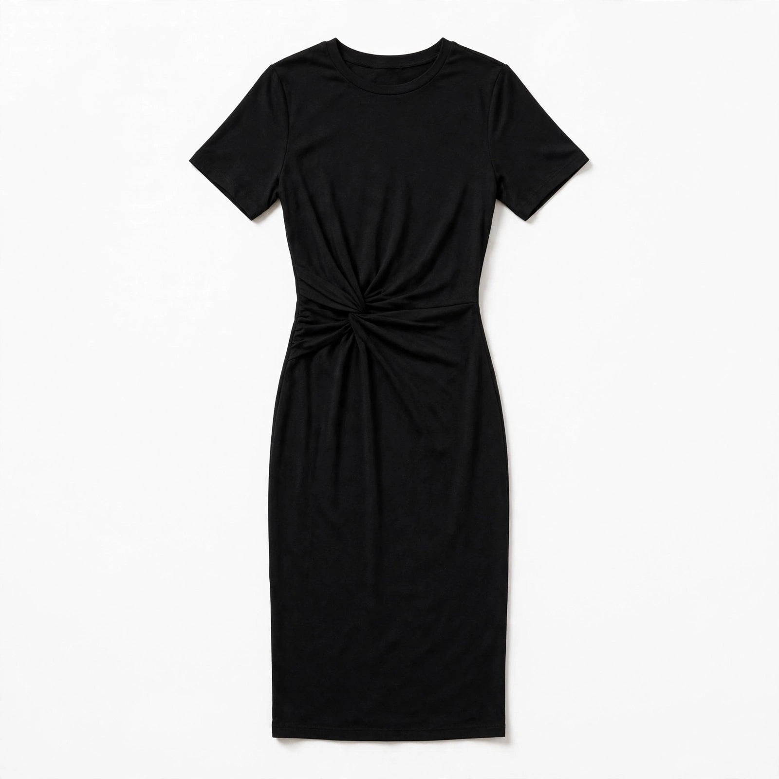 Allegra Marcroft | Black Ruched Cap Sleeve Midi Dress For Women