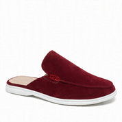 Silvio Tamworth | Rust Suede Backless Loafers For Men