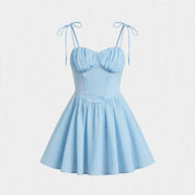 Millicent Goldwick | Sky Blue Tie Strap Summer Dress For Women
