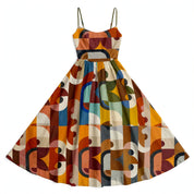 Yarra Glenford | Multicolour Geometric Print Midi Dress For Women