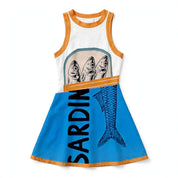 Georgie Pendale | Blue Sardine Print Sleeveless Mini Dress For Women