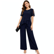 Donatella Sunstone | Navy Layered Top And Trouser Set For Women