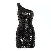 Amabel Aldbury | Black Sequin One Shoulder Cocktail Dress For Women